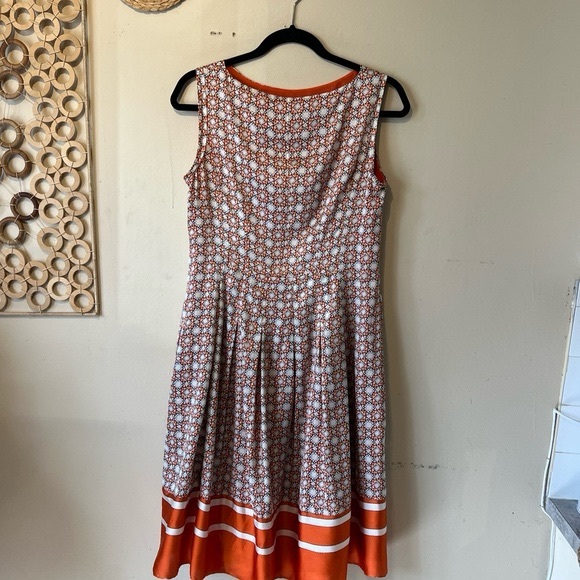 Jones New York polyester orange size 6 midi flare dress - Picture 7 of 8